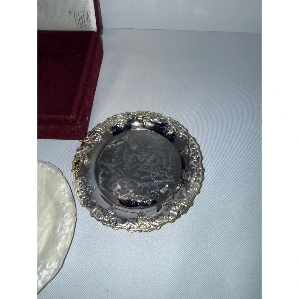 CREA Milano Classic Silver Collection Coaster Set of 6 with Velvet Box Vintage